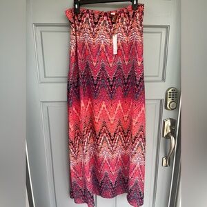 Saint Tropez West NEW Pink Purple Zigzag Lightweight Maxi Skirt, Women’s Sz 10